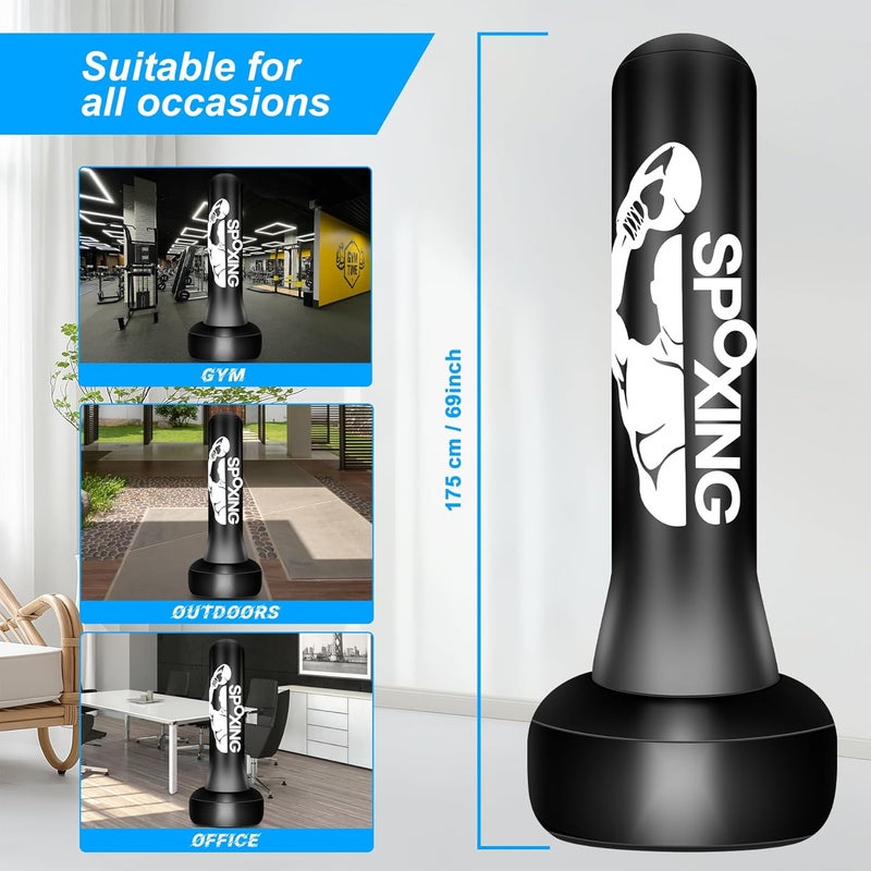 Vobab Freestanding Punching Bags for Adults Teens - 70" Heavy Bag with Stand Men Standing Boxing Inflatable Kickboxing Training MMA Muay Thai Fitness - Image 5